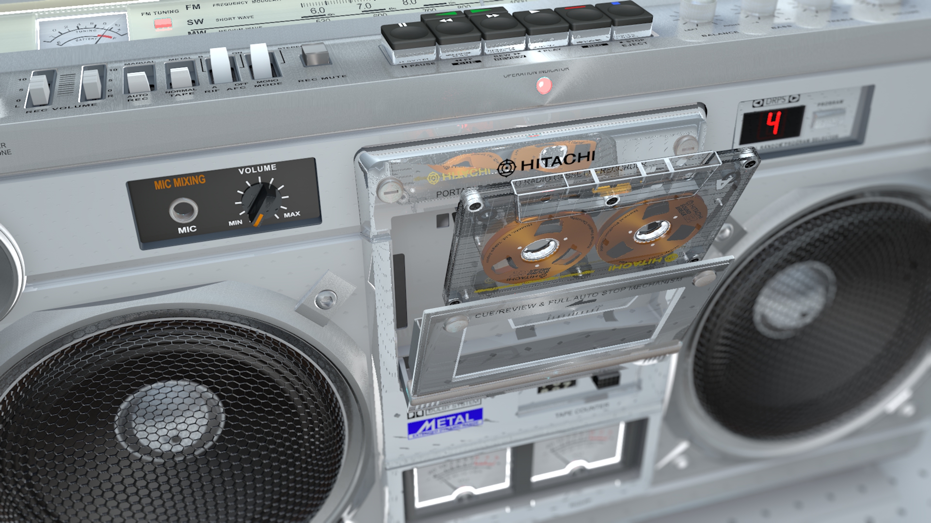 Realistic vintage Boombox Hitachi TRK 8180EM Guettoblaster (1979